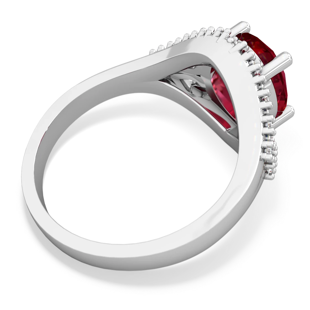 Lab Ruby Antique Style Cocktail 14K White Gold ring R2564