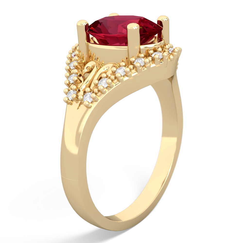 Lab Ruby Antique Style Cocktail 14K Yellow Gold ring R2564