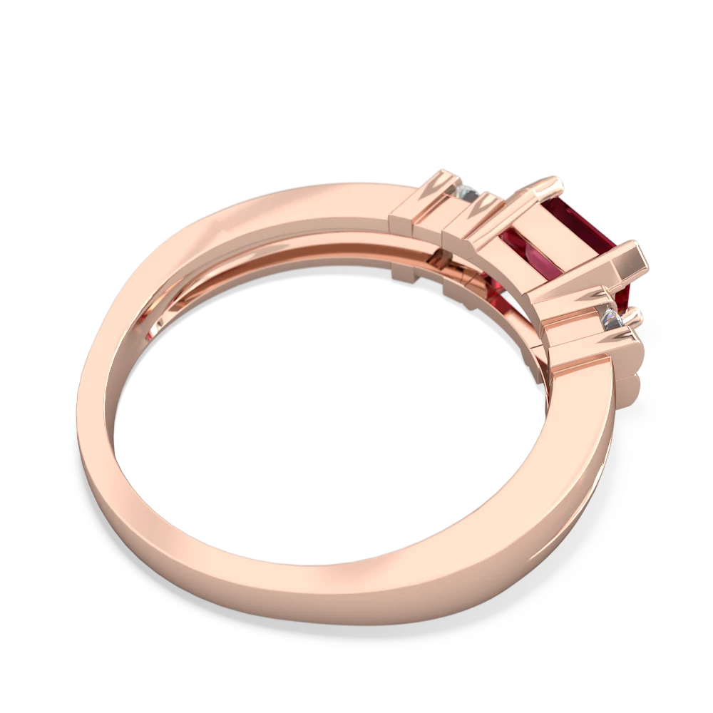 Lab Ruby Art Deco East-West 14K Rose Gold ring R2590