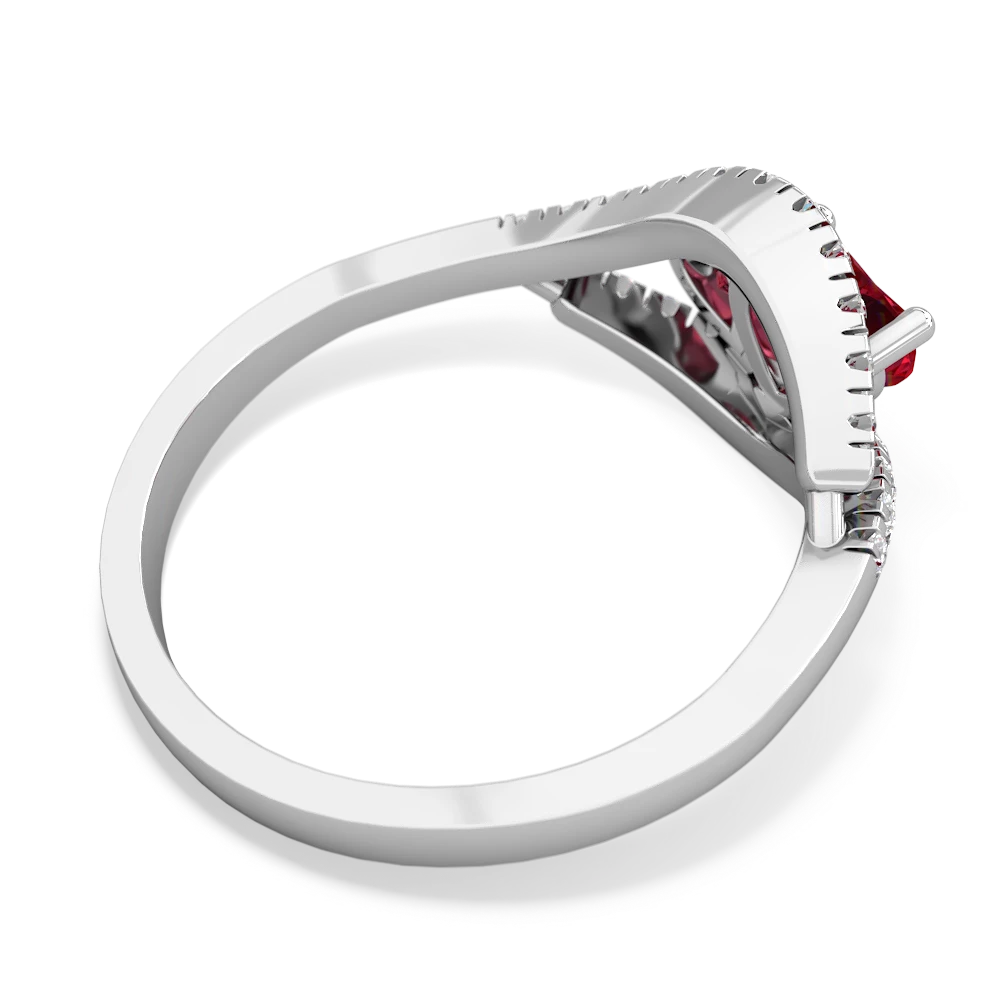 Lab Ruby Mother And Child 14K White Gold ring R3010