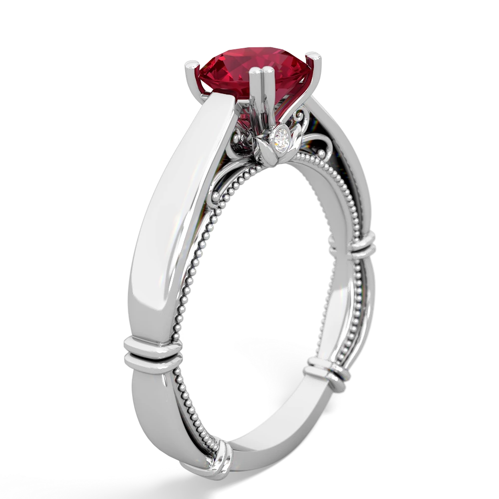 Lab Ruby Renaissance 14K White Gold ring R27806RD