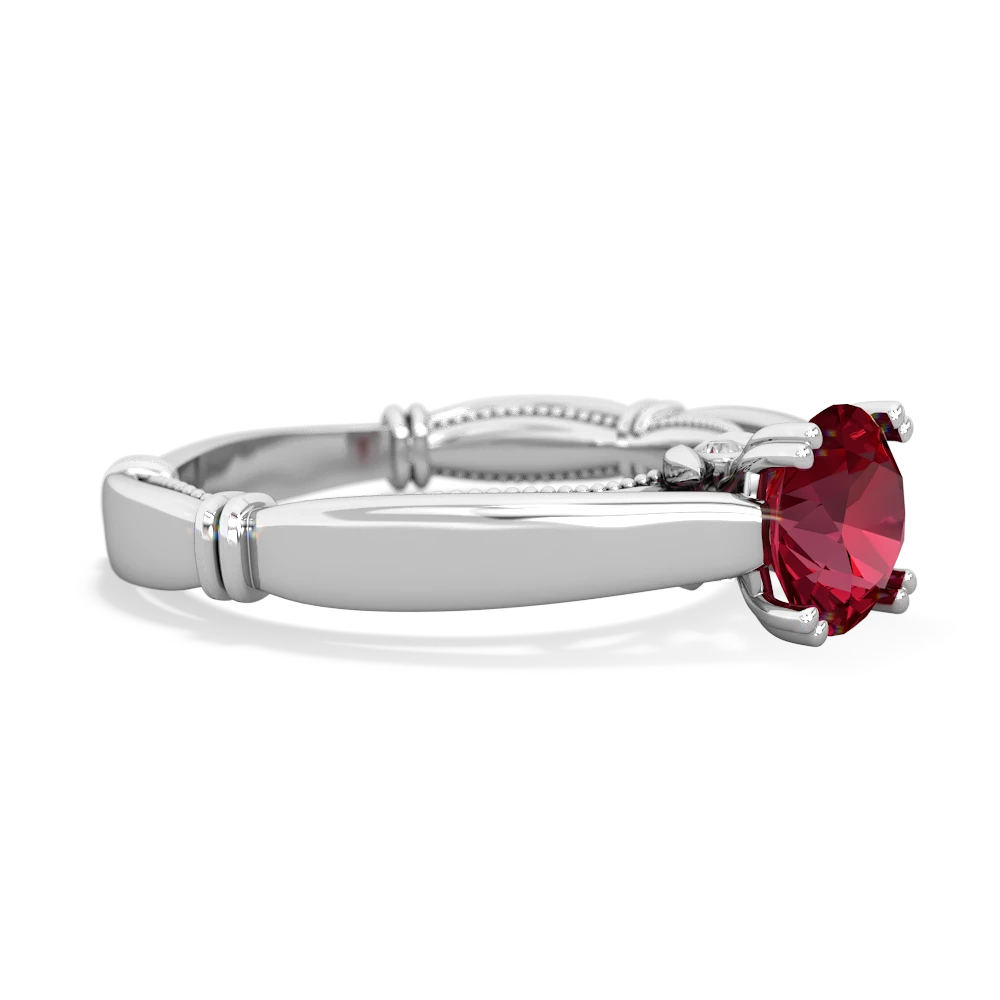 Lab Ruby Renaissance 14K White Gold ring R27806RD