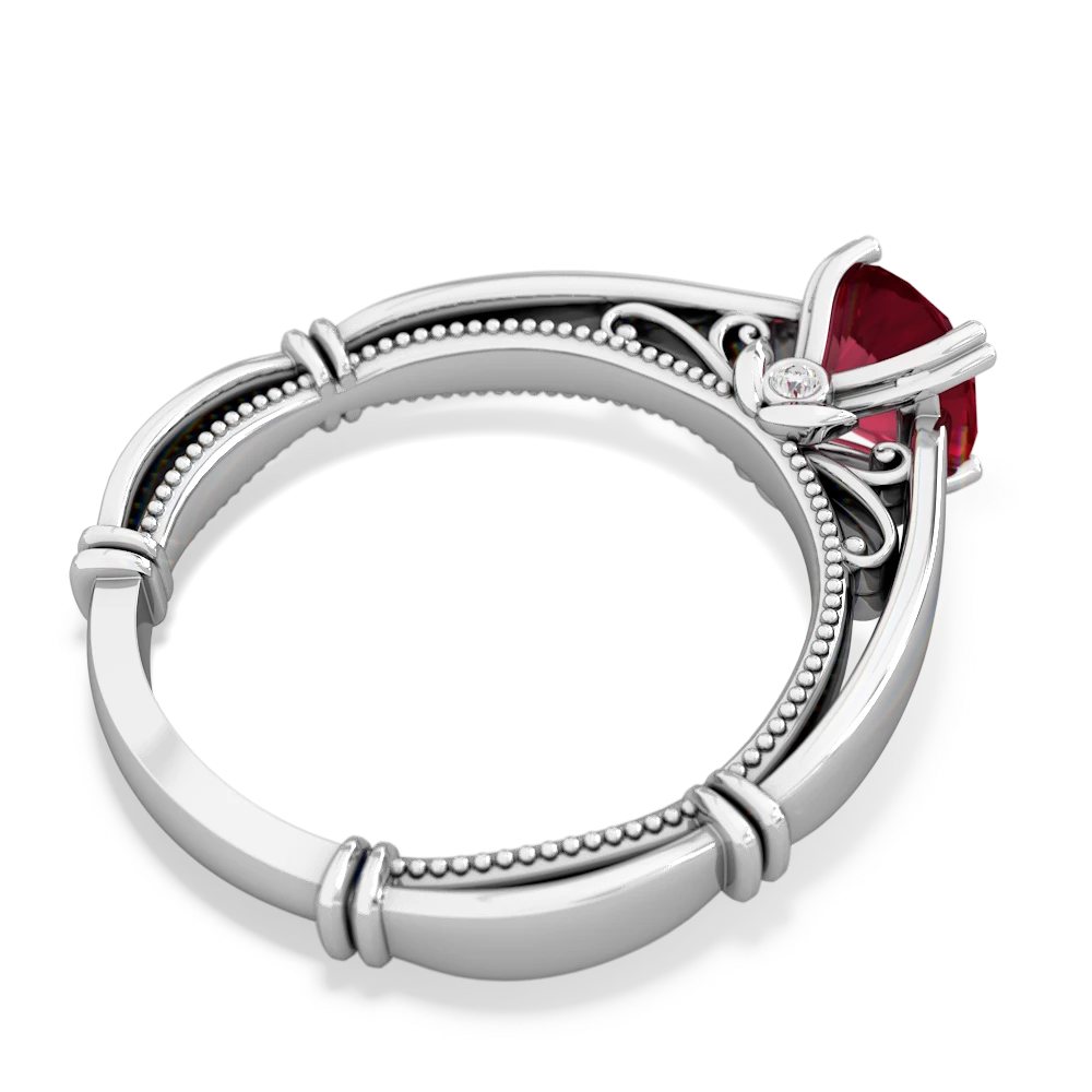 Lab Ruby Renaissance 14K White Gold ring R27806RD