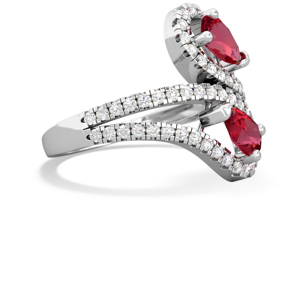 Lab Ruby Diamond Dazzler 14K White Gold ring R3000