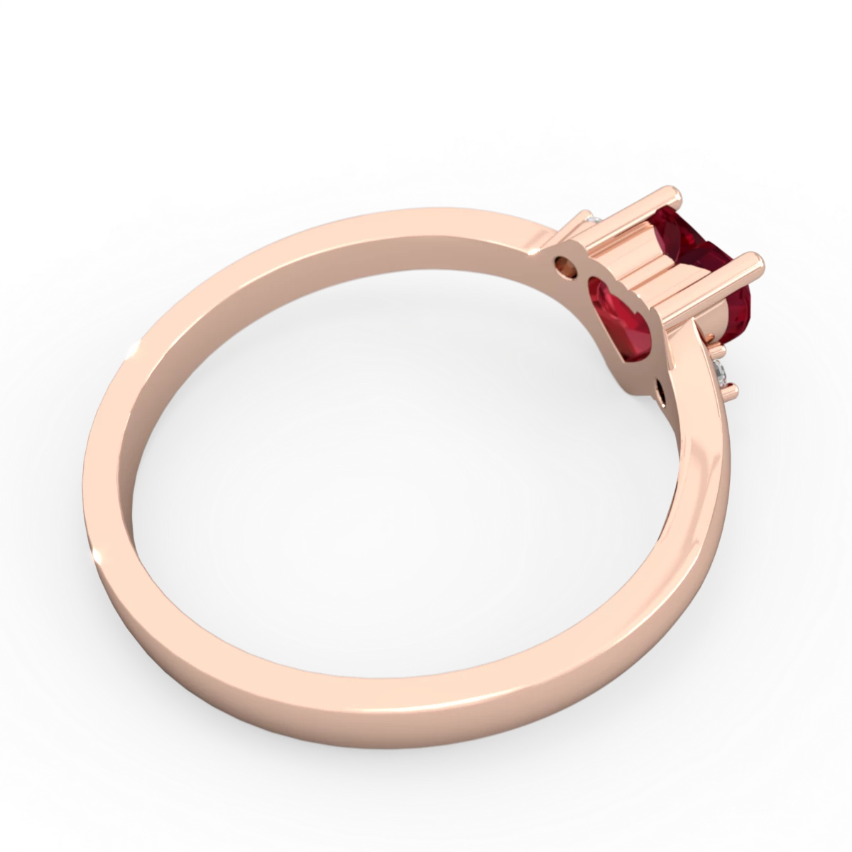 Lab Ruby Delicate Heart 14K Rose Gold ring R0203