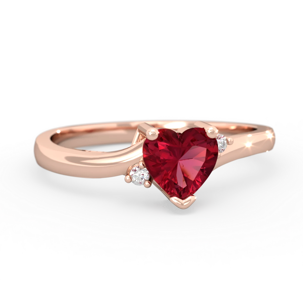 Lab Ruby Delicate Heart 14K Rose Gold ring R0203