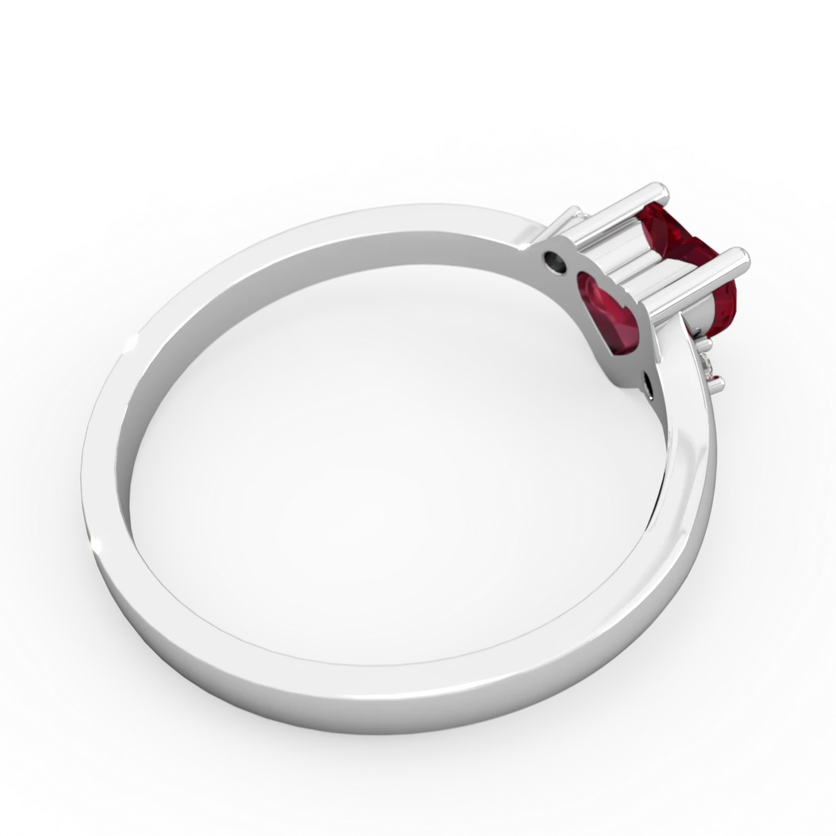 Lab Ruby Delicate Heart 14K White Gold ring R0203