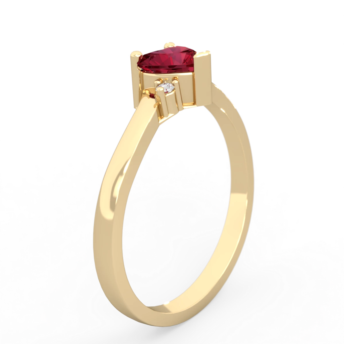 Lab Ruby Delicate Heart 14K Yellow Gold ring R0203