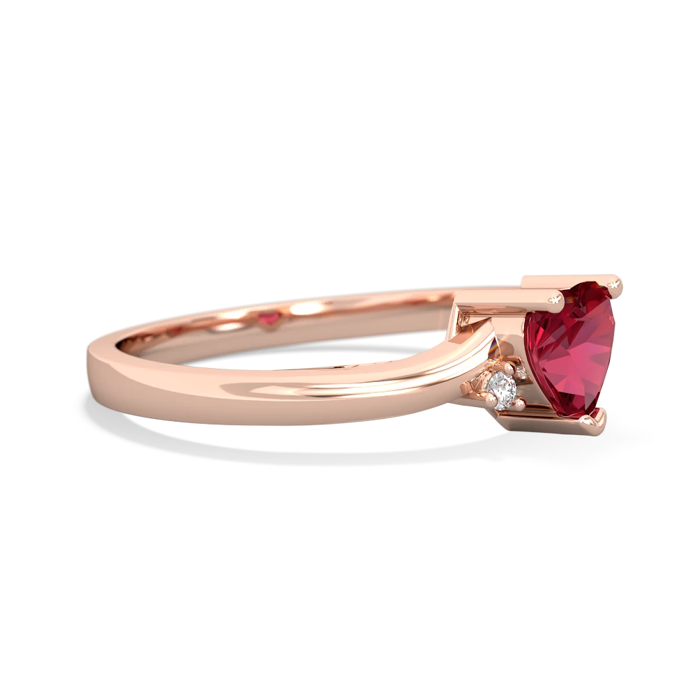 Lab Ruby Delicate Heart 14K Rose Gold ring R0203