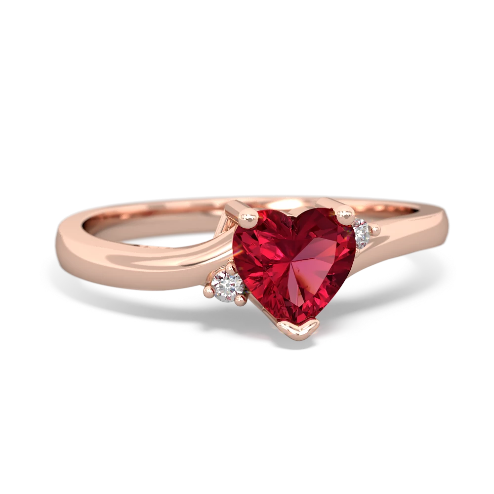 Lab Ruby Delicate Heart 14K Rose Gold ring R0203