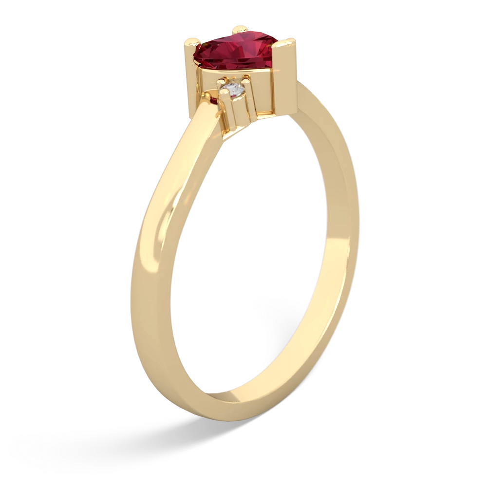 Lab Ruby Delicate Heart 14K Yellow Gold ring R0203