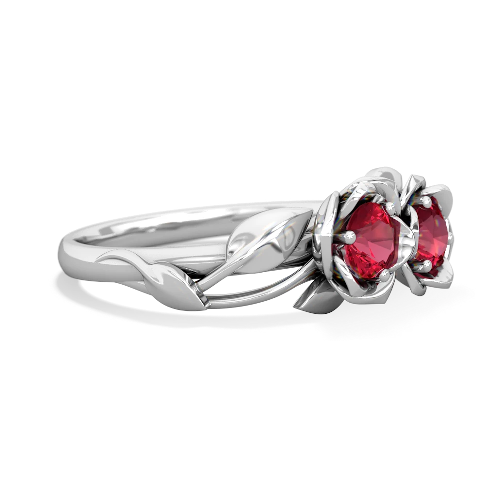 Lab Ruby Rose Garden 14K White Gold ring R5510