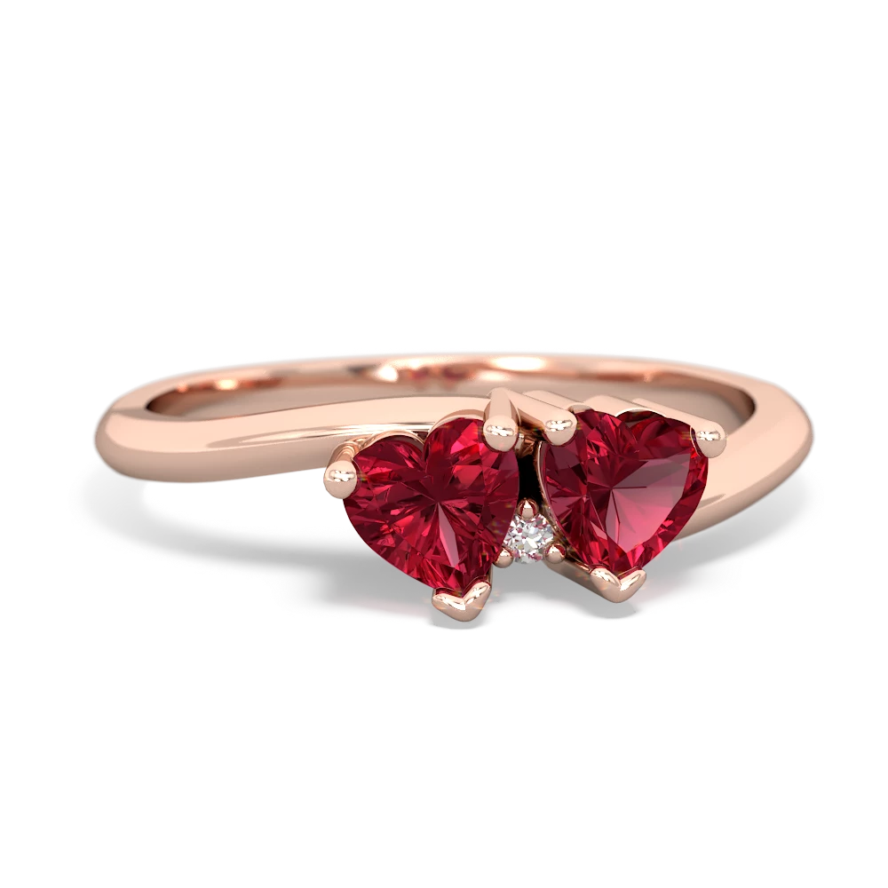 Lab Ruby Sweethearts 14K Rose Gold ring R5260