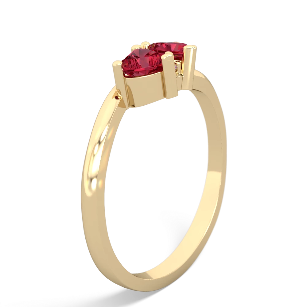 Lab Ruby Sweethearts 14K Yellow Gold ring R5260