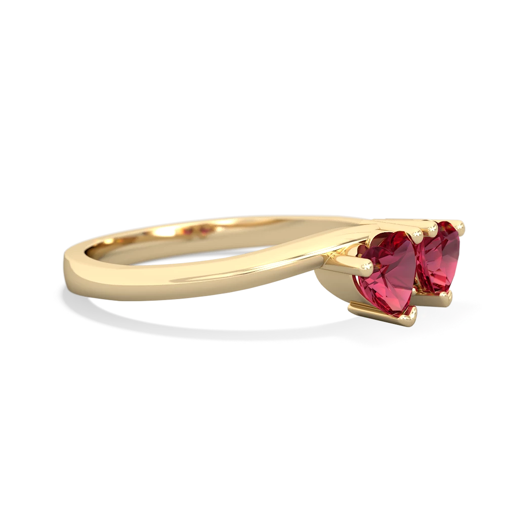 Lab Ruby Sweethearts 14K Yellow Gold ring R5260