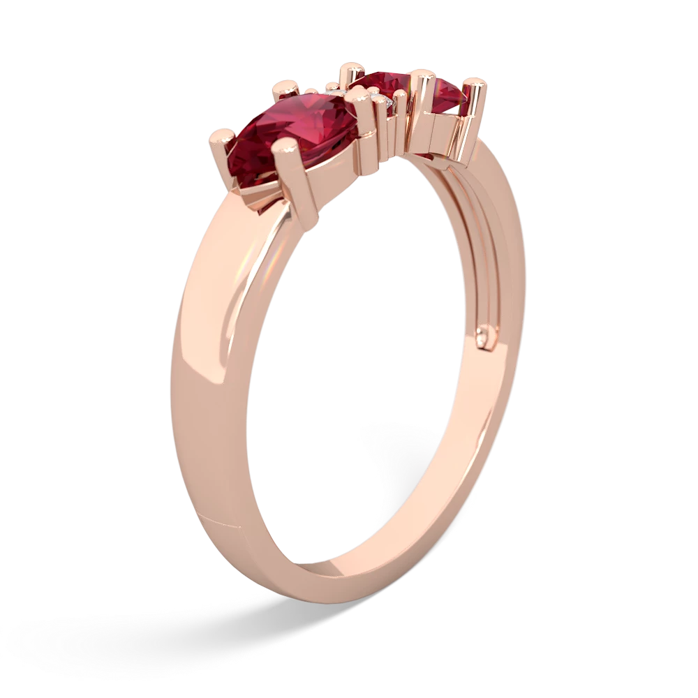 Lab Ruby Pear Bowtie 14K Rose Gold ring R0865