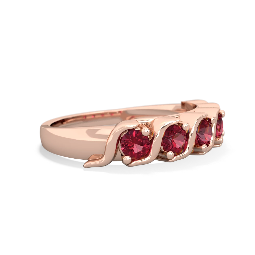 Lab Ruby Anniversary Band 14K Rose Gold ring R2089