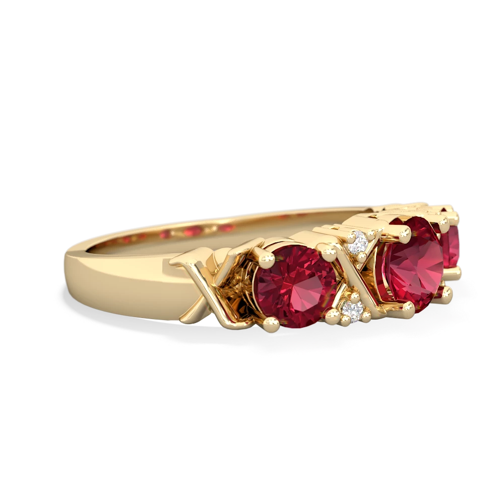 Lab Ruby Hugs And Kisses 14K Yellow Gold ring R5016