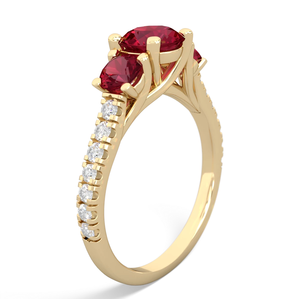 Lab Ruby Pave Trellis 14K Yellow Gold ring R5500