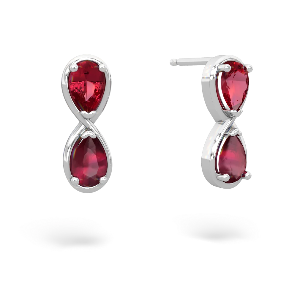 Lab Ruby Infinity 14K White Gold earrings E5050