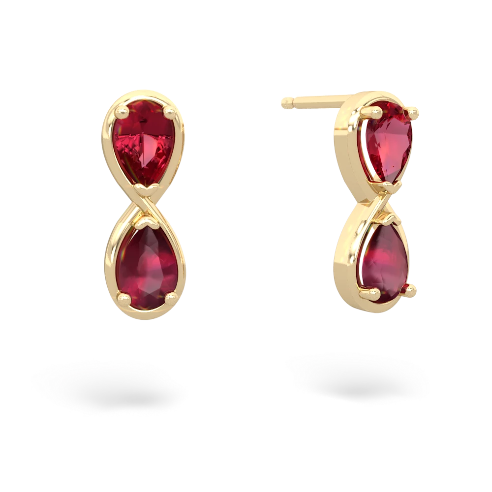 Lab Ruby Infinity 14K Yellow Gold earrings E5050