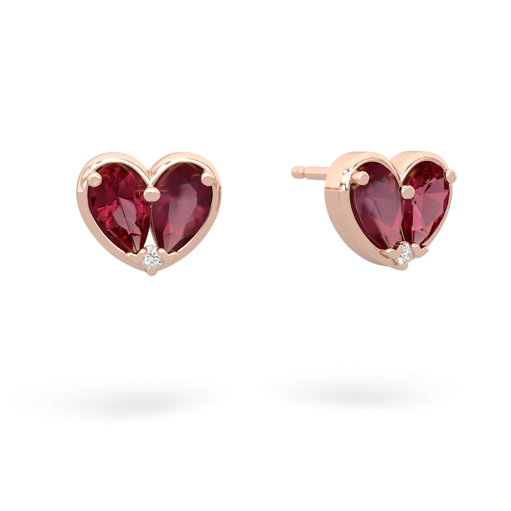 Lab Ruby 'Our Heart' 14K Rose Gold earrings E5072