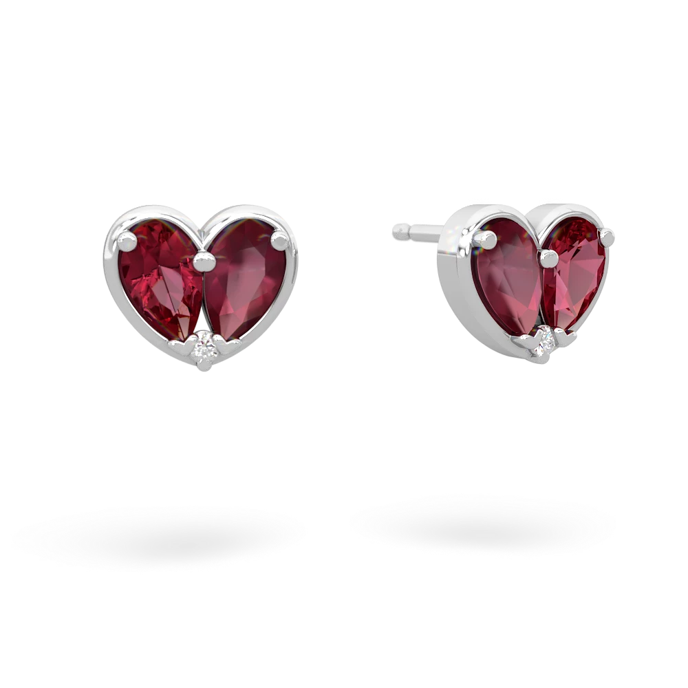 Lab Ruby 'Our Heart' 14K White Gold earrings E5072