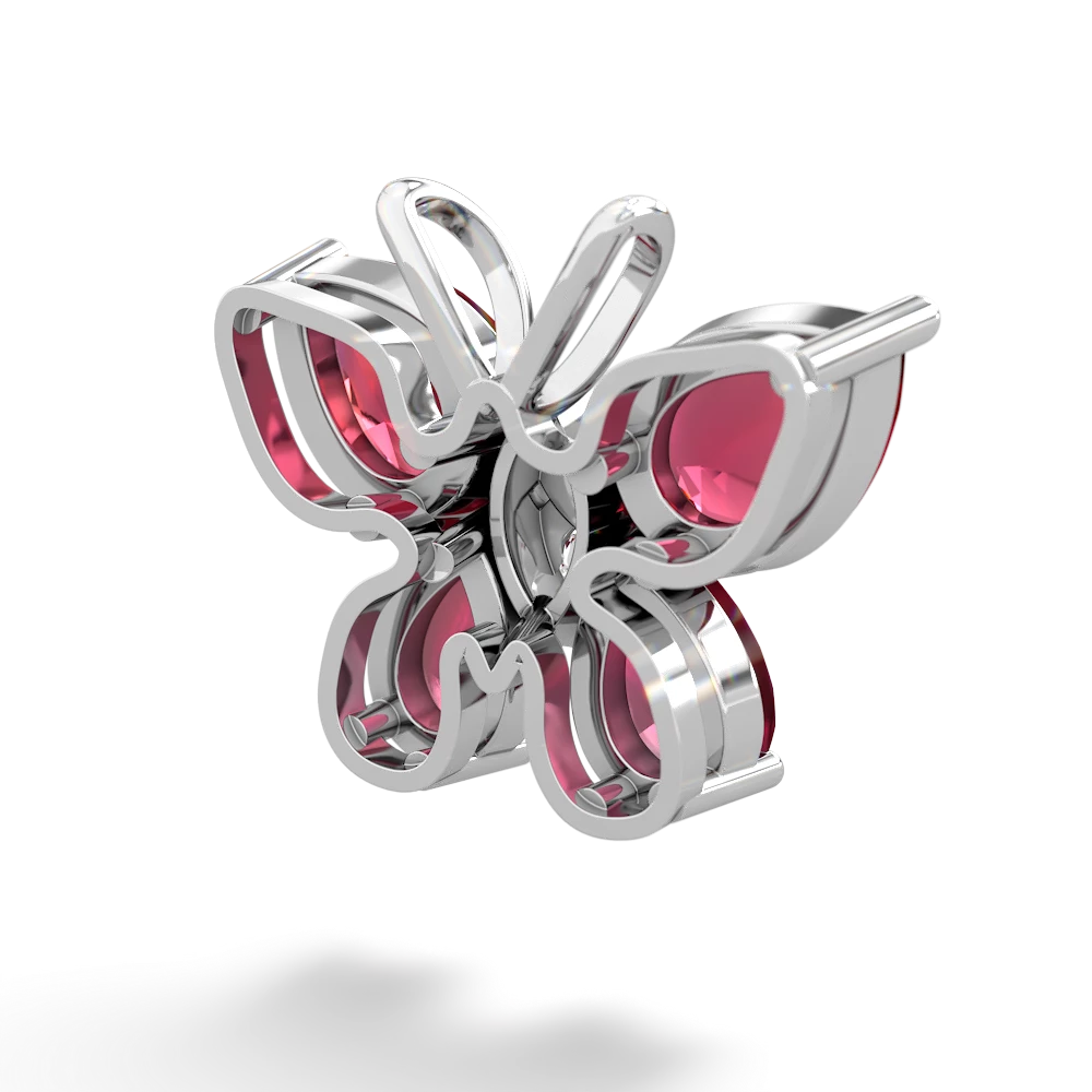 Lab Ruby Butterfly 14K White Gold pendant P2215