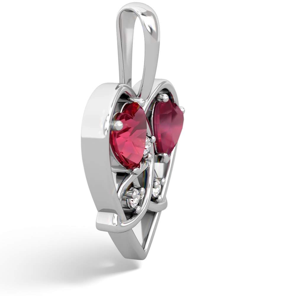 Lab Ruby Celtic Trinity Heart 14K White Gold pendant P5331