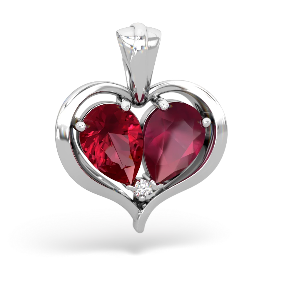 Lab Ruby Two Become One 14K White Gold pendant P5330