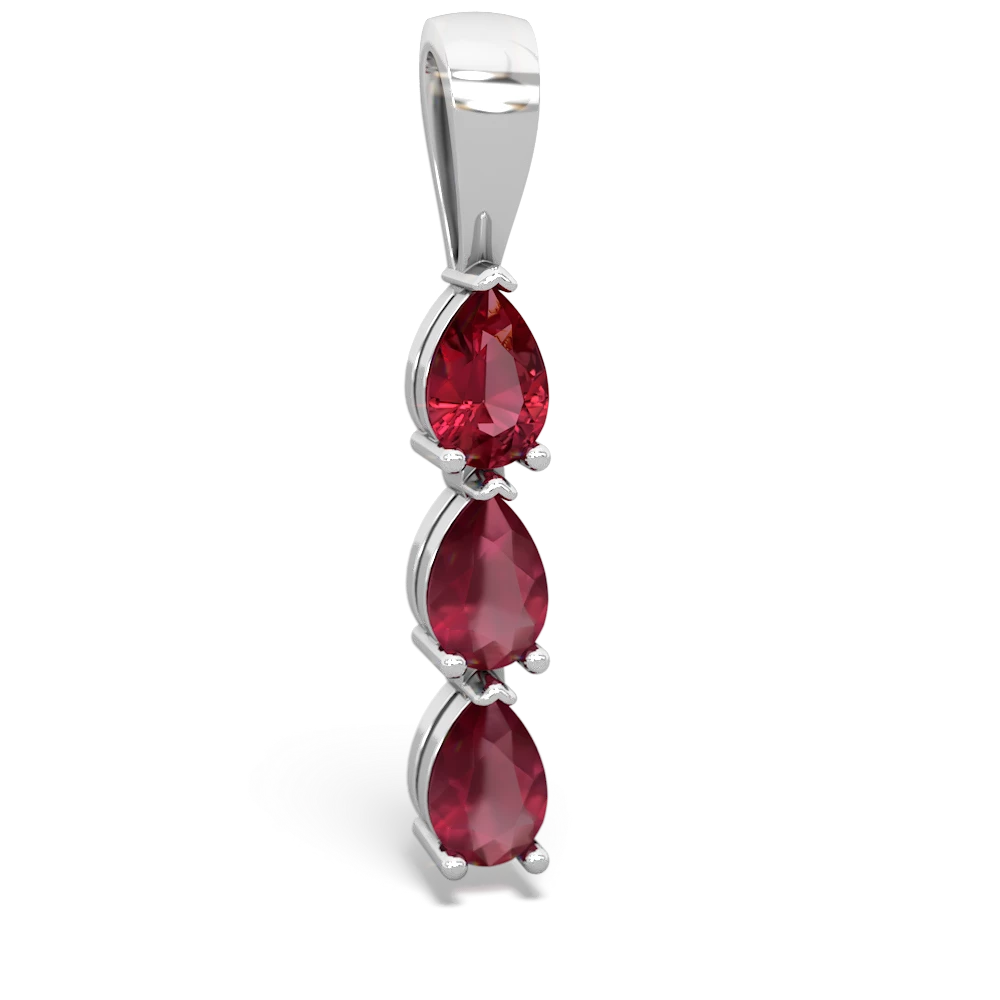 Lab Ruby Dew Drops 14K White Gold pendant P2251