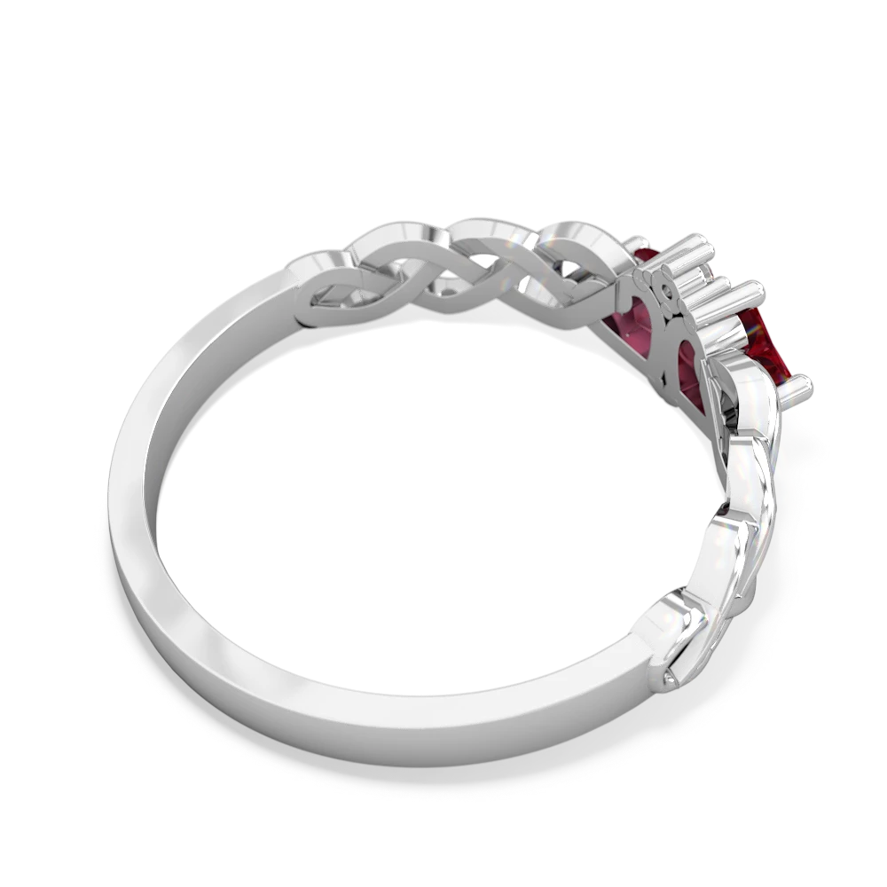 Lab Ruby Heart To Heart Braid 14K White Gold ring R5870