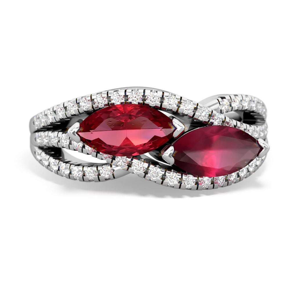 Lab Ruby Diamond Rivers 14K White Gold ring R3070