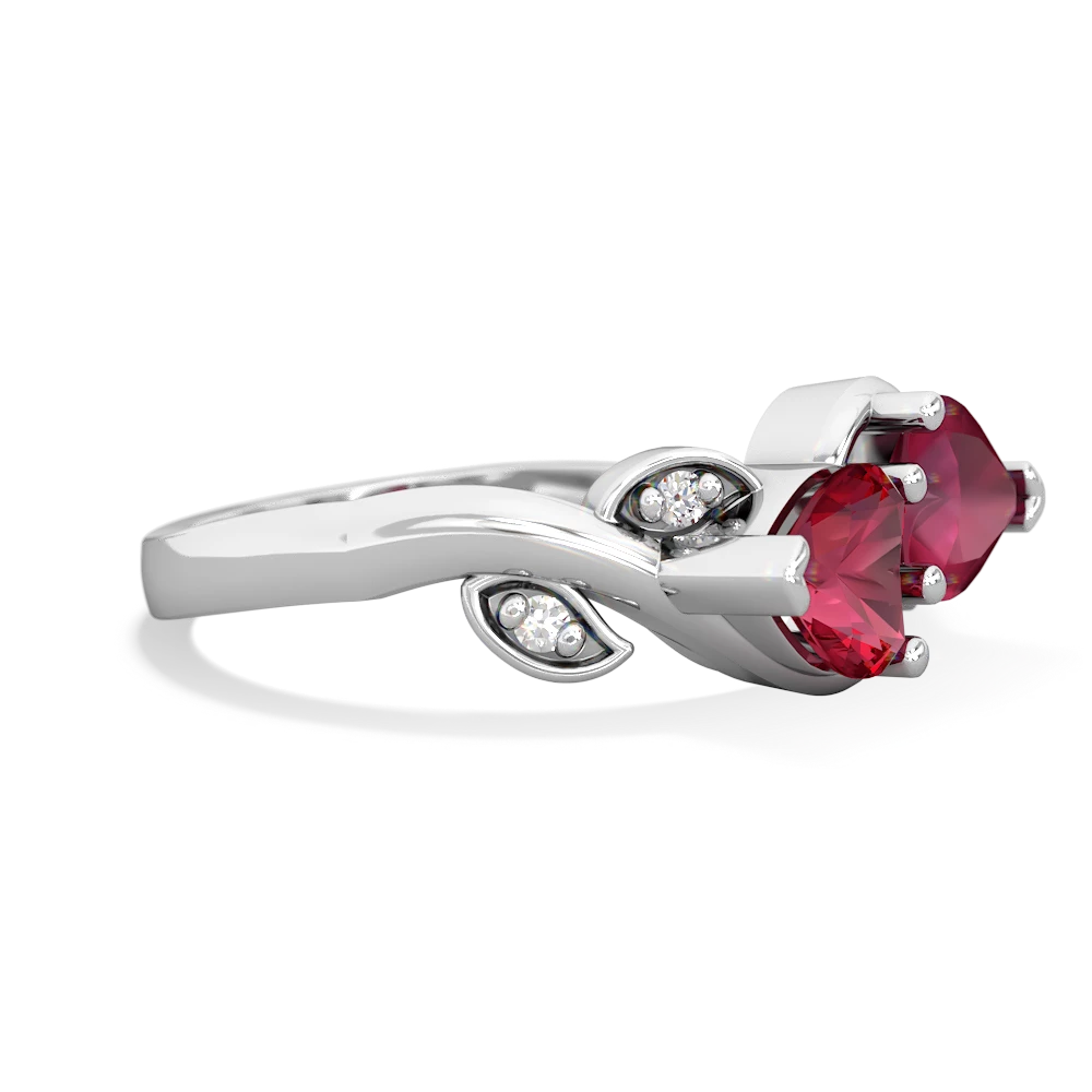 Lab Ruby Floral Elegance 14K White Gold ring R5790