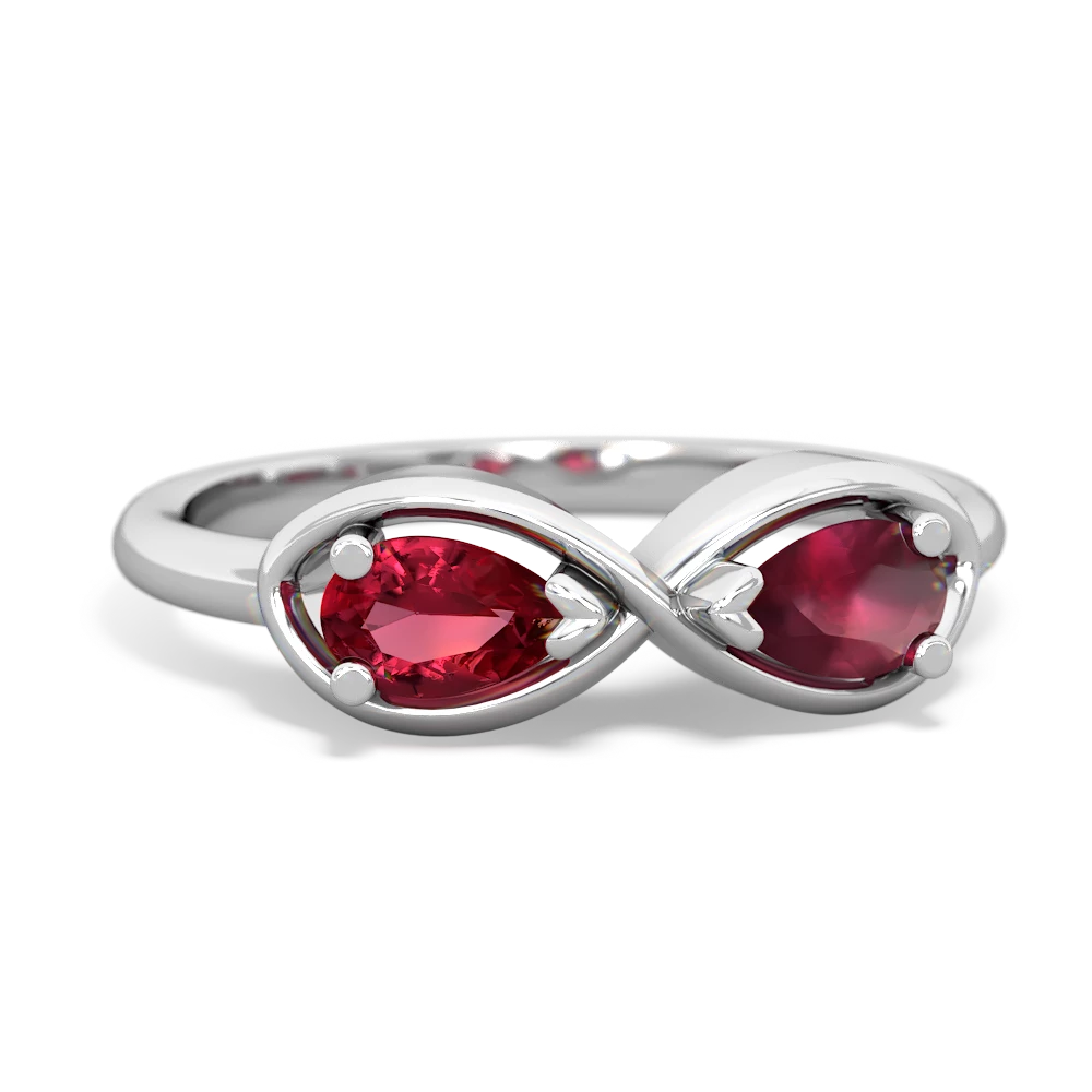 Lab Ruby Infinity 14K White Gold ring R5050