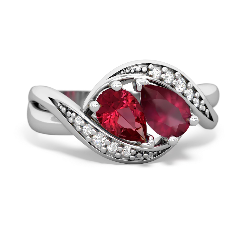 Lab Ruby Summer Winds 14K White Gold ring R5342