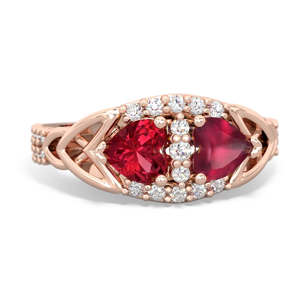 Lab Ruby Sparkling Celtic Knot 14K Rose Gold ring R2645