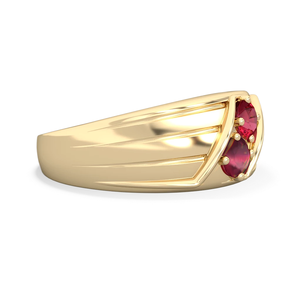 Lab Ruby Men's Streamline 14K Yellow Gold ring R0460