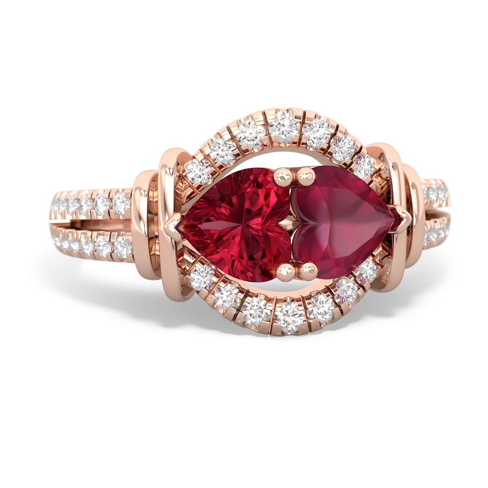 Lab Ruby Art-Deco Keepsake 14K Rose Gold ring R5630