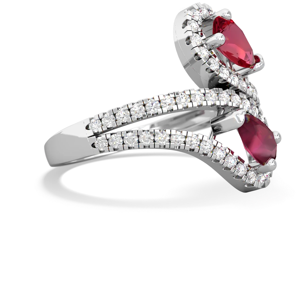 Lab Ruby Diamond Dazzler 14K White Gold ring R3000