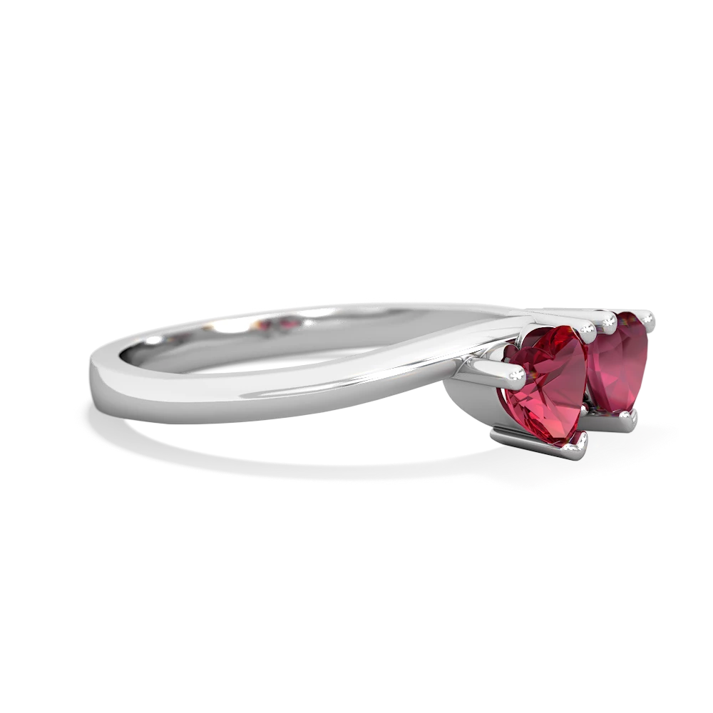 Lab Ruby Sweethearts 14K White Gold ring R5260