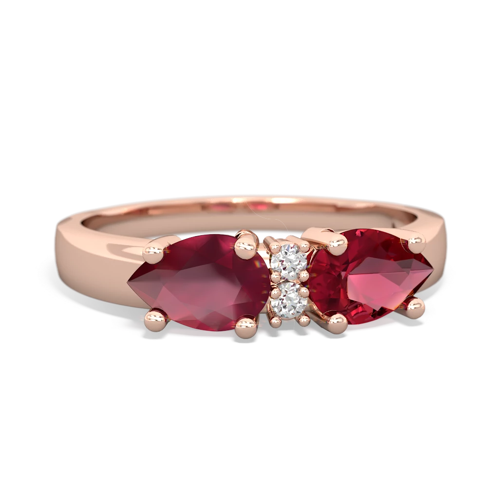 Lab Ruby Pear Bowtie 14K Rose Gold ring R0865