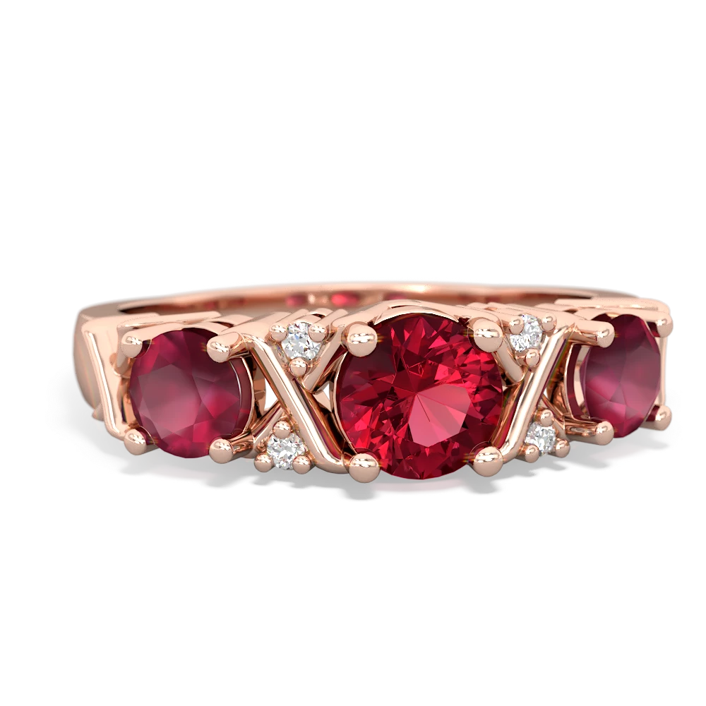 Lab Ruby Hugs And Kisses 14K Rose Gold ring R5016