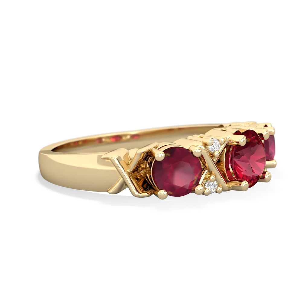 Lab Ruby Hugs And Kisses 14K Yellow Gold ring R5016