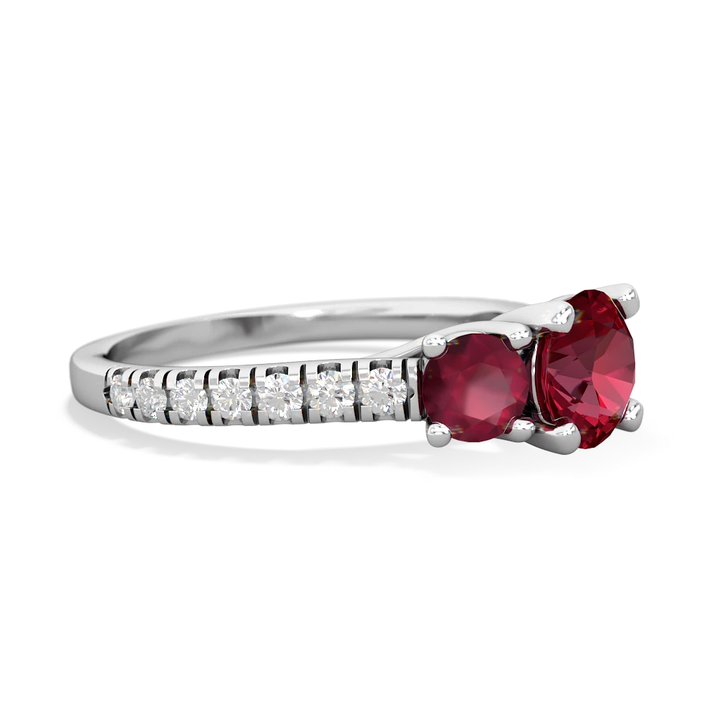 Lab Ruby Pave Trellis 14K White Gold ring R5500