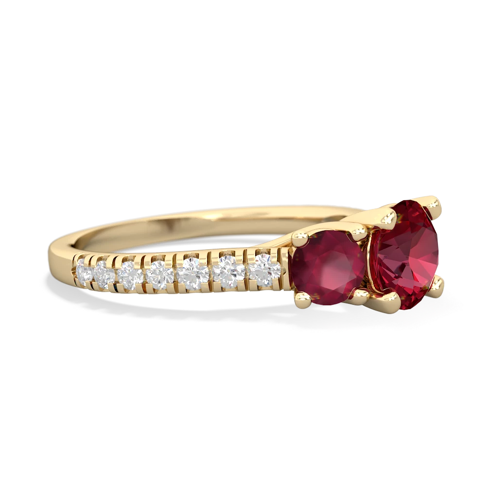 Lab Ruby Pave Trellis 14K Yellow Gold ring R5500