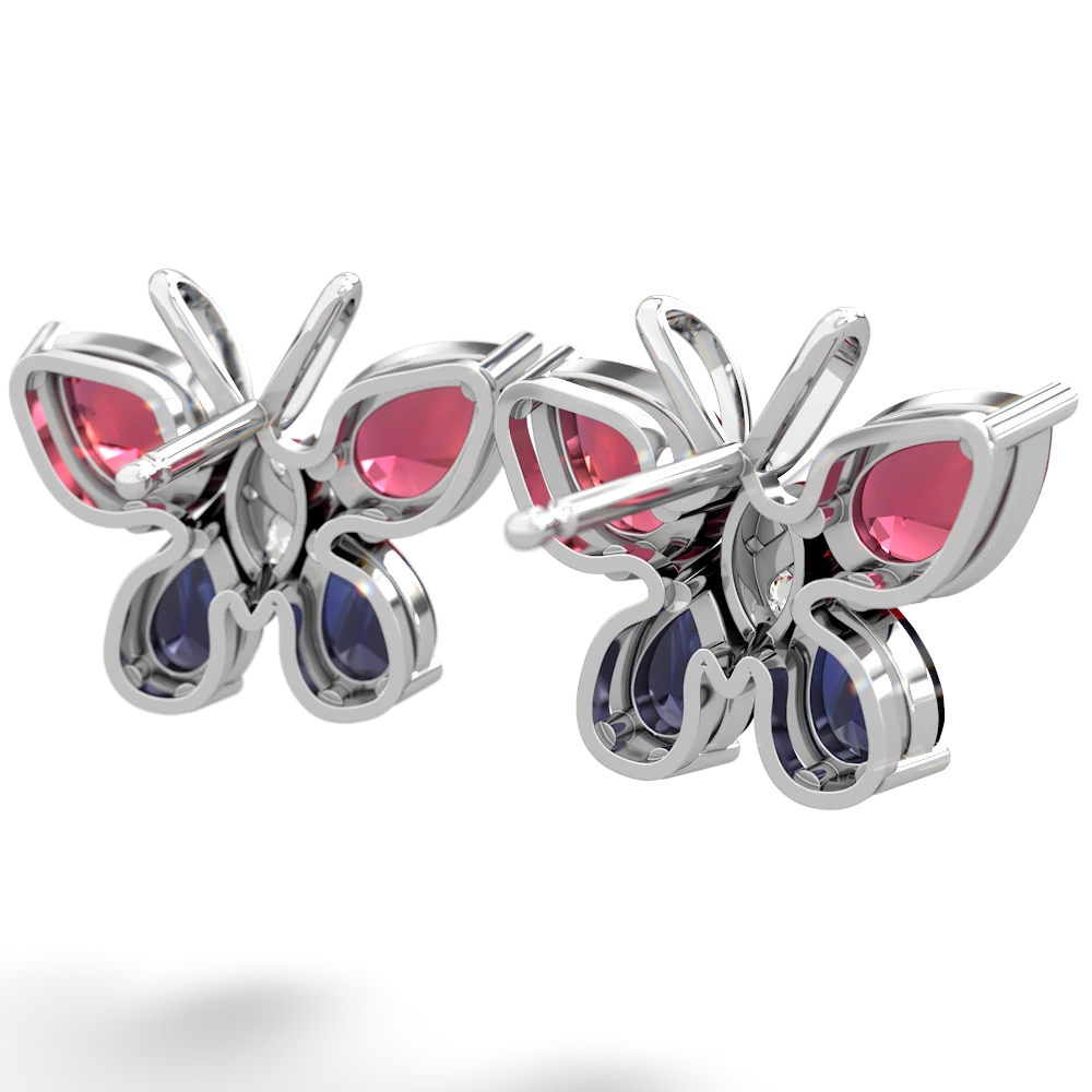 Lab Ruby Butterfly 14K White Gold earrings E2215