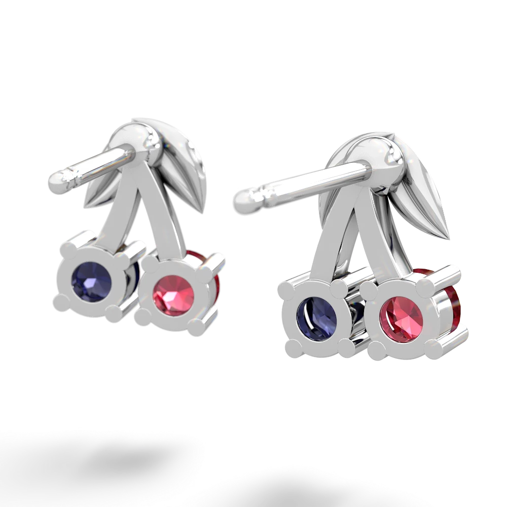 Lab Ruby Sweet Cherries 14K White Gold earrings E7001