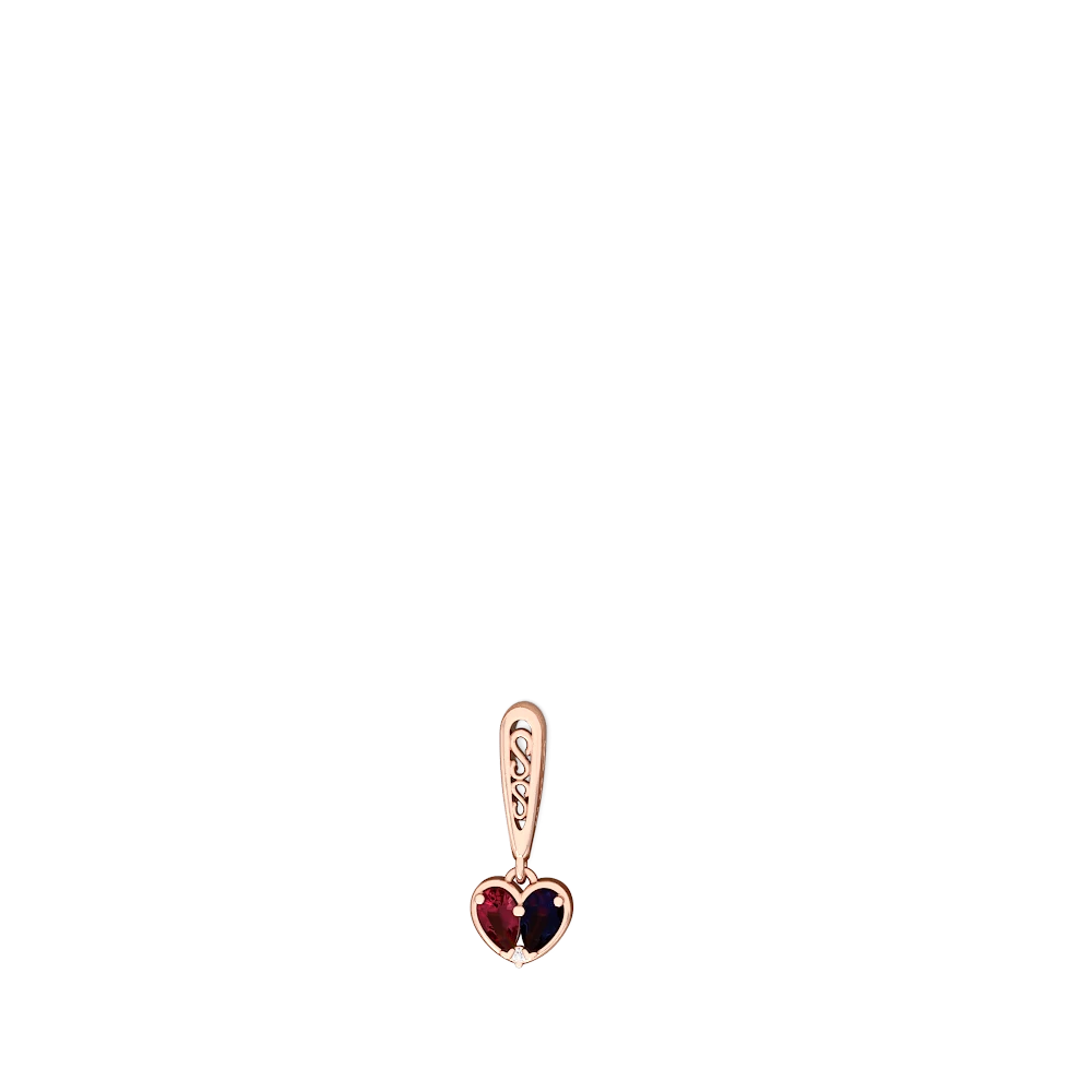 Lab Ruby Filligree Heart 14K Rose Gold earrings E5070