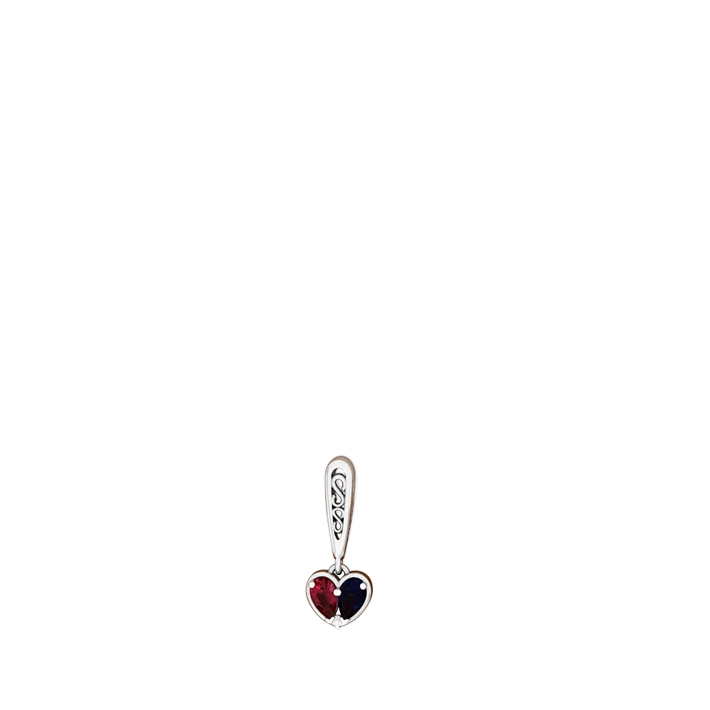 Lab Ruby Filligree Heart 14K White Gold earrings E5070